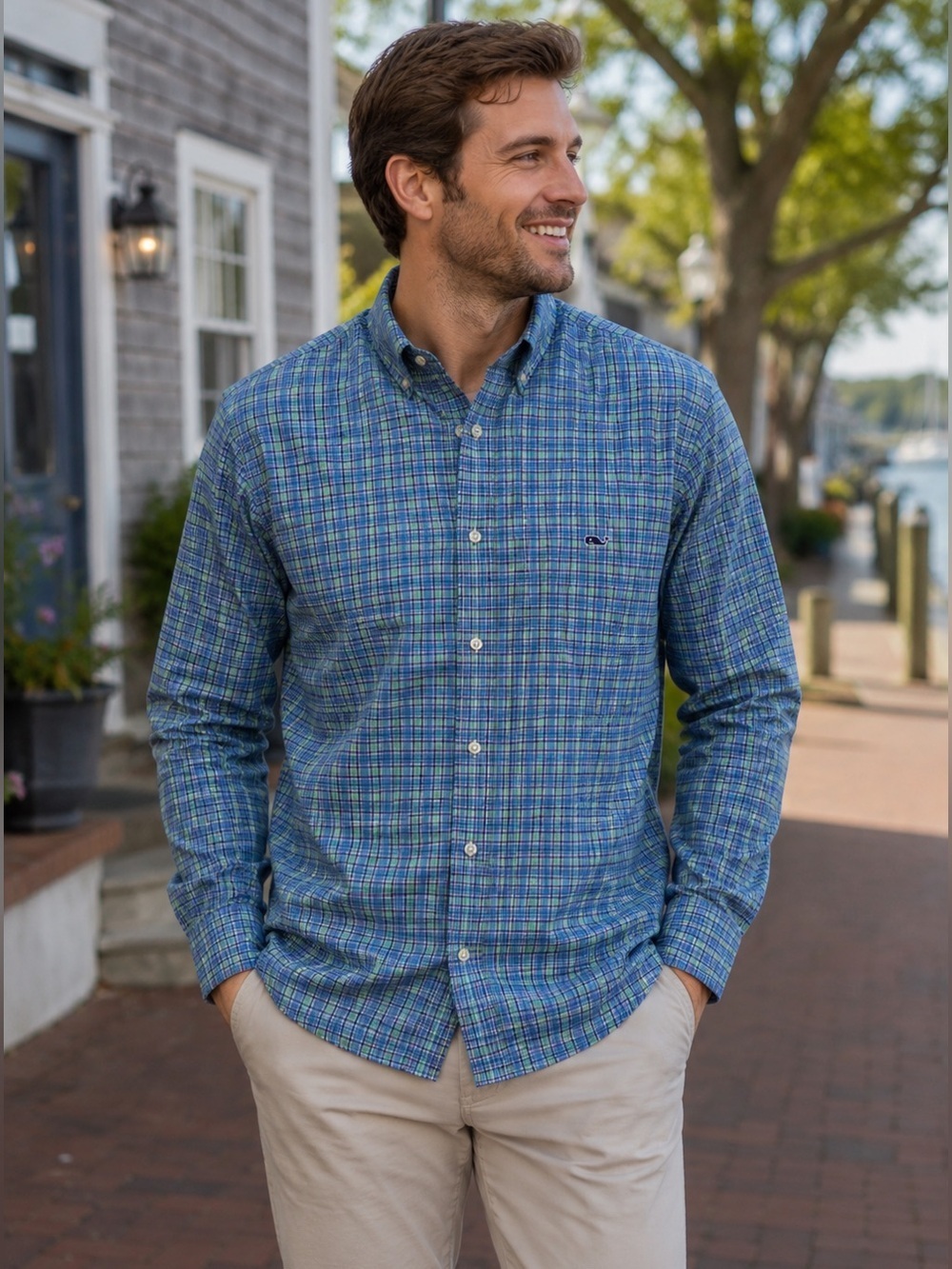 VINEYARD VINES OTG Performance Plaid Button Down Shirt Nylon Men’s Medium EUC